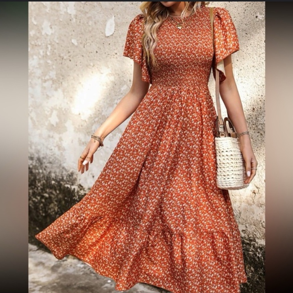 Floral Orange Maxi Dress